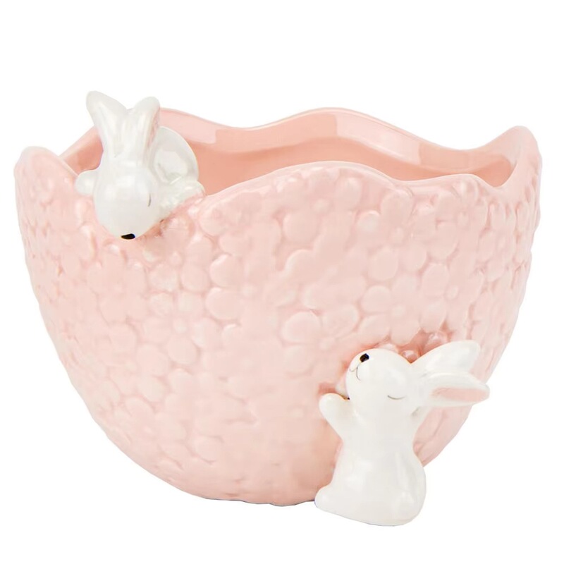 Wholesale manufacturer of ceramic rabbit bowls, set with spring design Wholesale manufacturer of ceramic rabbit bowls, set with spring design