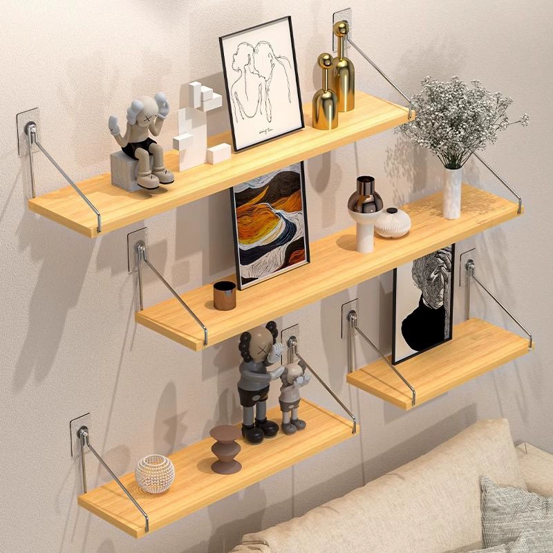 Настенная полка, монтаж без сверления, железная книжная полка для спальни, прямая полка, настенная в стиле пастораль.