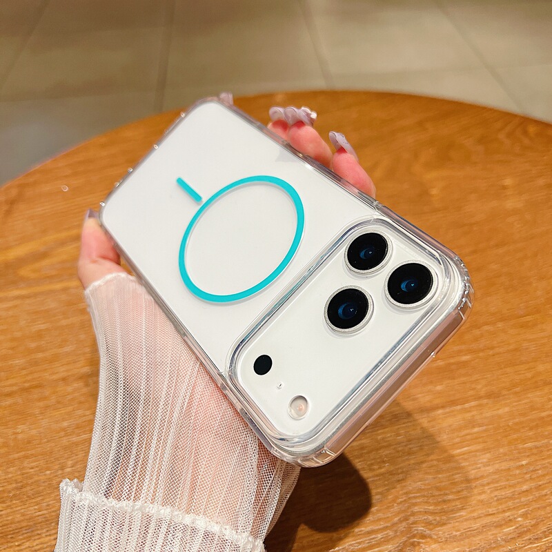 适用iPhone17PROMAX手机壳高透亚克力细圈磁吸苹果16/15简约防摔X|undefined