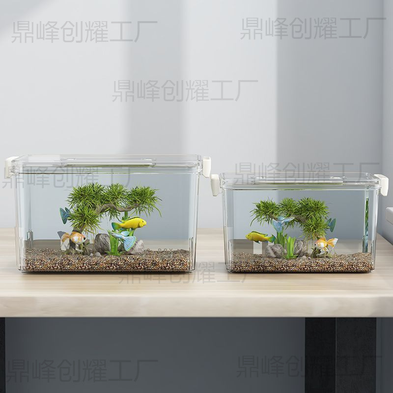高透PET鱼缸生态箱高清金鱼缸饲养水族乌龟仓鼠生态造景收纳箱子|undefined