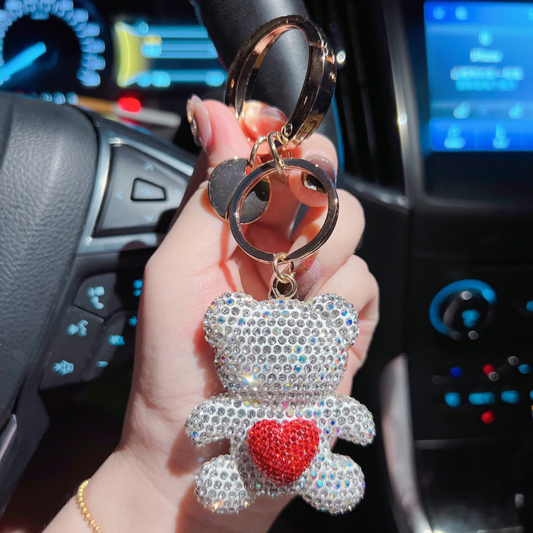 73g Weight Bag Pendant, Keychain Classification 1 Piece Quantity Daily Occasion Alloy, Plush Material Bear, Heart Shape Pattern Women's Gender Cute, Modern Style, Classic Style Style 1 Piece Cute Modern Style Classic Style Bear Heart Shape Alloy Plush Women's Bag Pendant Keychain 3