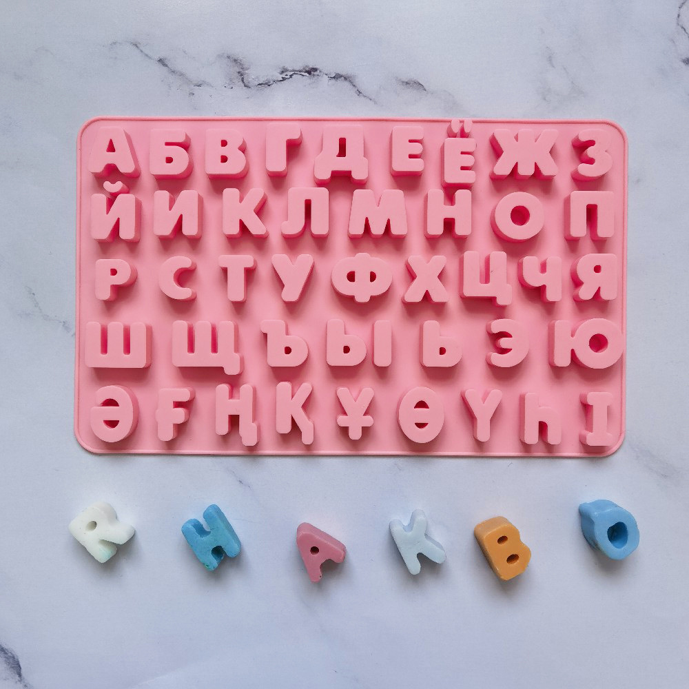 Alfabeto ruso 108 molde de silicona pastel helado pudín molde de postre jabón utensilios