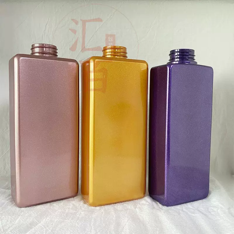 定制款32牙500ml瓶身带珠光点化妆品瓶方形pet塑料瓶按照需求定制