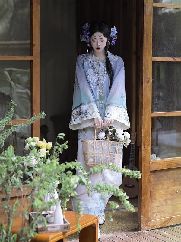 汉服清汉女重工刺绣新中式国风印花渐变套装复古包裙2025春夏新款|undefined