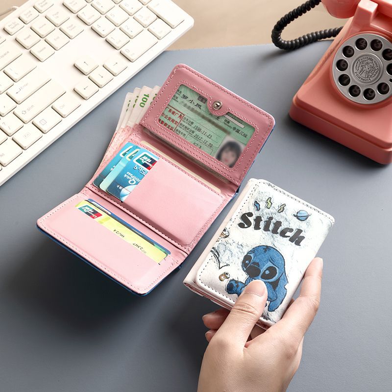 Steele corto lindo dibujos animados estudiantes damas billetera plegable bolso de tarjetas bolso de tarjetas bolso de cambio antimagnético
