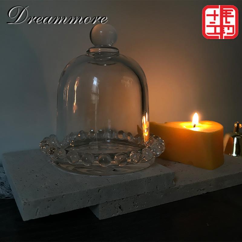 transparent Glass Tray Aromatherapy candles Glass Bell Home Furnishing Jewelry decorate originality desktop Decoration