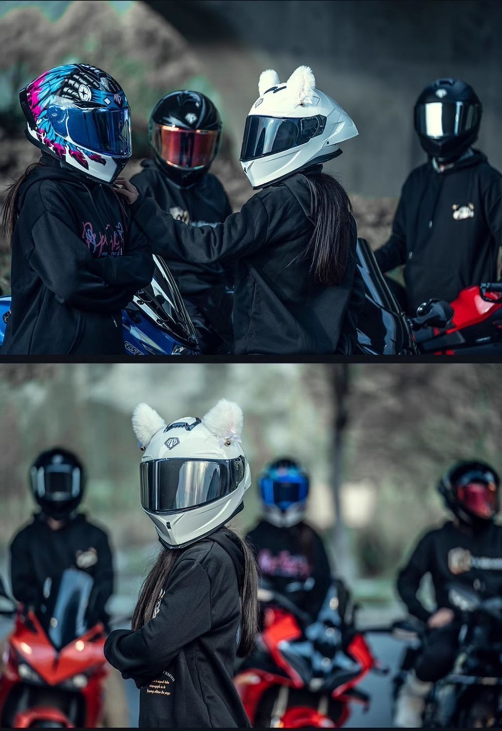 Motorcycle Helmet Full Face Bluetooth 3C Certified High Value Cat Ear