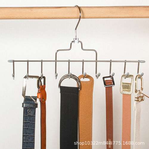 Stainless steel hook belt rack household belt tie sling multi-functional clothes hanger scarf scarf storage hook