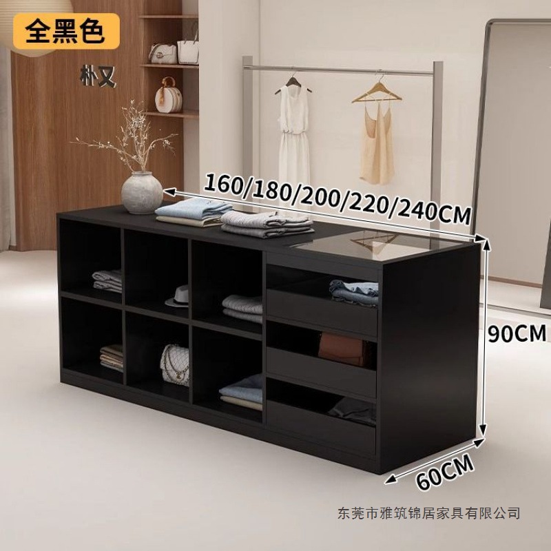 SJ clothing store island cabinet, cash register counter, display cabinet with glass ornaments, display stand, bar counter