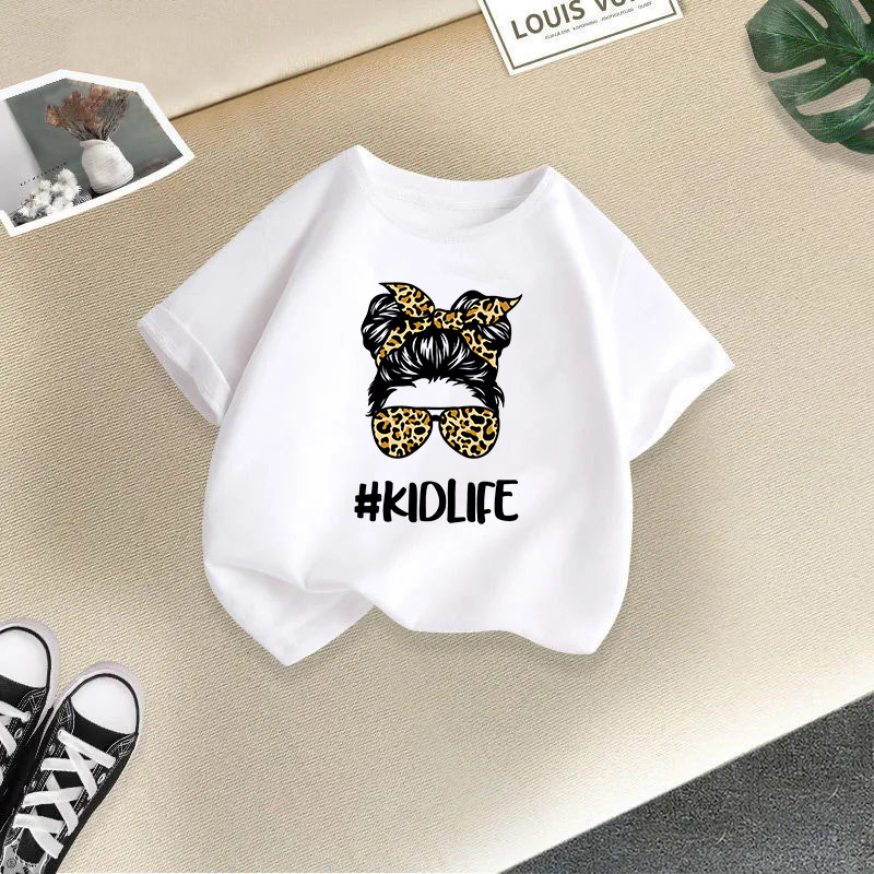Ropa para niños transfronterizos 2024 verano nuevas camisetas de manga corta para niños y niñas tops de cuello redondo de moda bebé de media manga de algodón