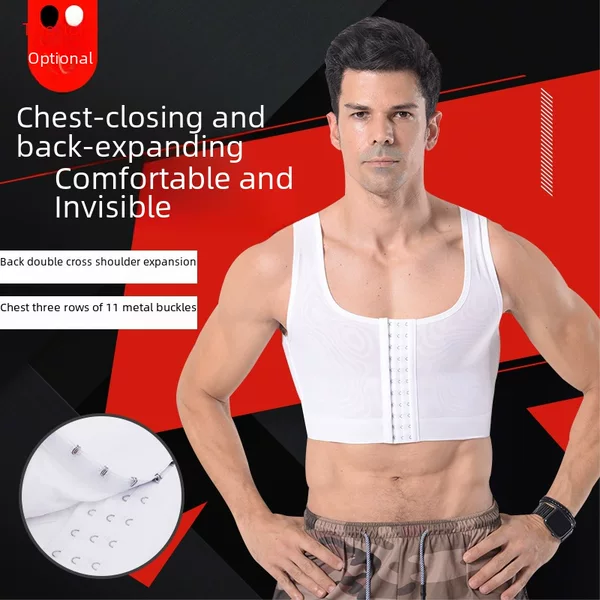 Wholesale Men's Compression Shapewear Slimming Tight-Fitting Underwear Chest Flattening Back-Lifting Anti-Bump Vest
