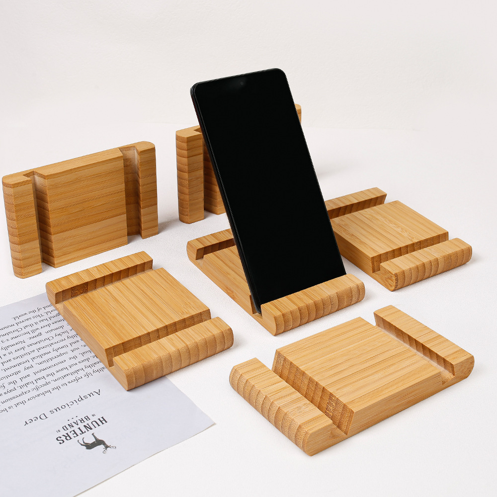 Soporte para teléfono móvil para escritorio, bambú perezoso de madera de bambú, base para teléfono móvil, artesanía simple creativa, decoración de escritorio al por mayor