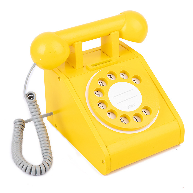 Realistic retro yellow telephone
