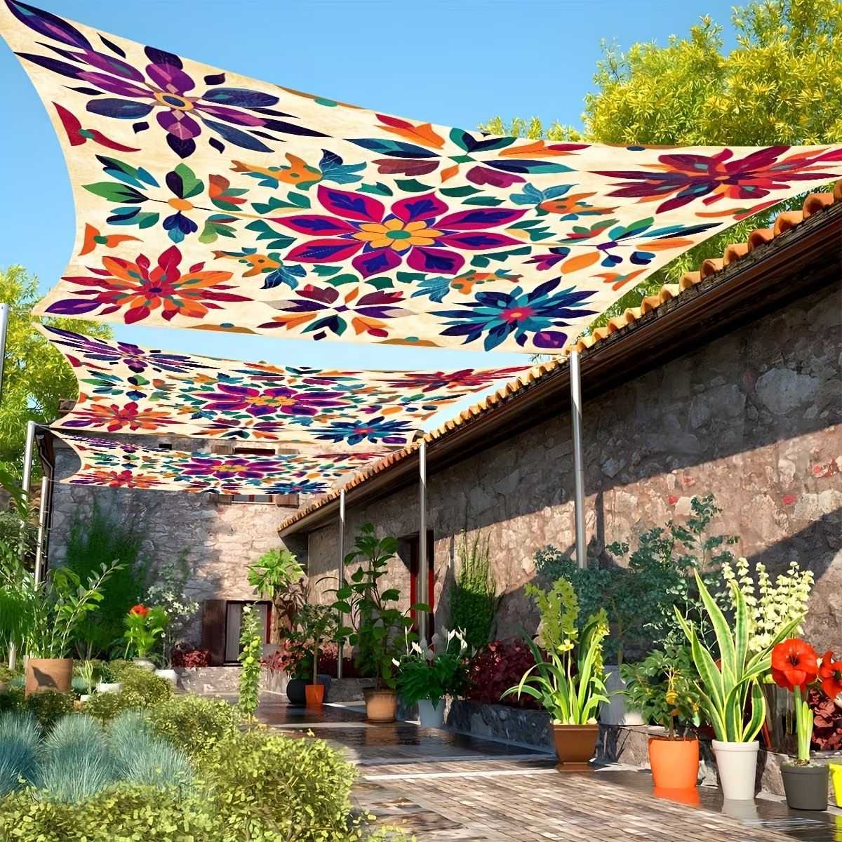 Cross-Border Jit Bohemian Mandala Floral Gradient Color Outdoor Sunshade Curtain Sunshade Cloth Canopy Factory Direct Sale