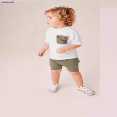 littlebuddy2023夏2-7歲童裝夏季 棉童套裝短袖t恤短褲兩件套一件