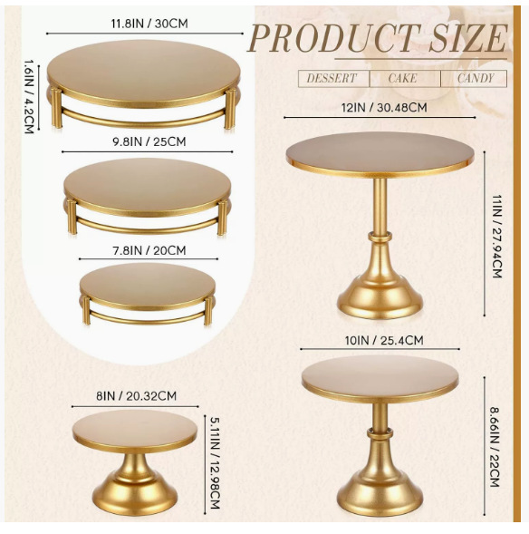 Yama Estante de pastel europeo Plato de frutas Plato de punto Plato de postre dorado creativo Bandeja de hierro forjado Estante alto
