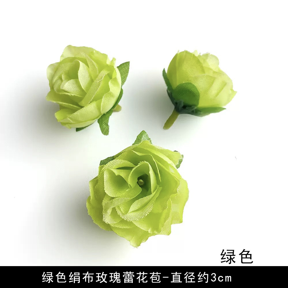 Simulación verde flor al por mayor flor falsa hecha a mano material pinza de flores accesorios de tocado de flor pequeña decoración del salón de bodas
