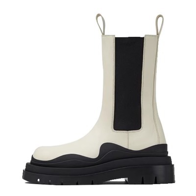 AW BVカラー合わせ本革マーティンブーツ女性カップルシングル中筒チェルシーブーツmona同一厚い底タバコブーツ