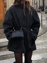 M 57252 High Neck Belted Wool Coat ����Ië�ش��� �W���羳