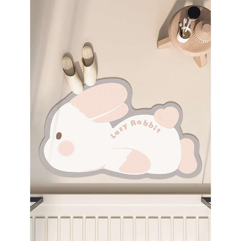 Cute rabbit diatom mud absorbent mat bathroom floor mat bathroom foot mat door mat entry anti-slip floor mat home