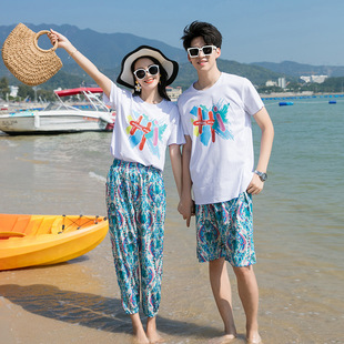 Couple's clothing summer Thailand seaside honeymoon beach vacation camping clothes wear matching female Hainan suit Sanya photo