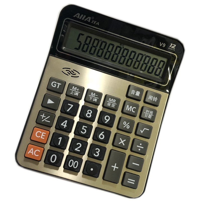Double A electronic calculator v9 live voice table -type desktop office soil gold large screen fast response computer