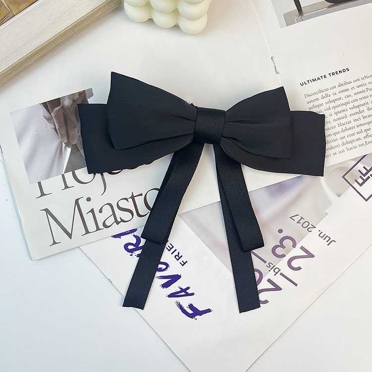 Grande fiocco nastro forcina orizzontale clip copricapo temperamento accessori per capelli alto senso indietro testa superiore clip molla clip all'ingrosso_voghion.com