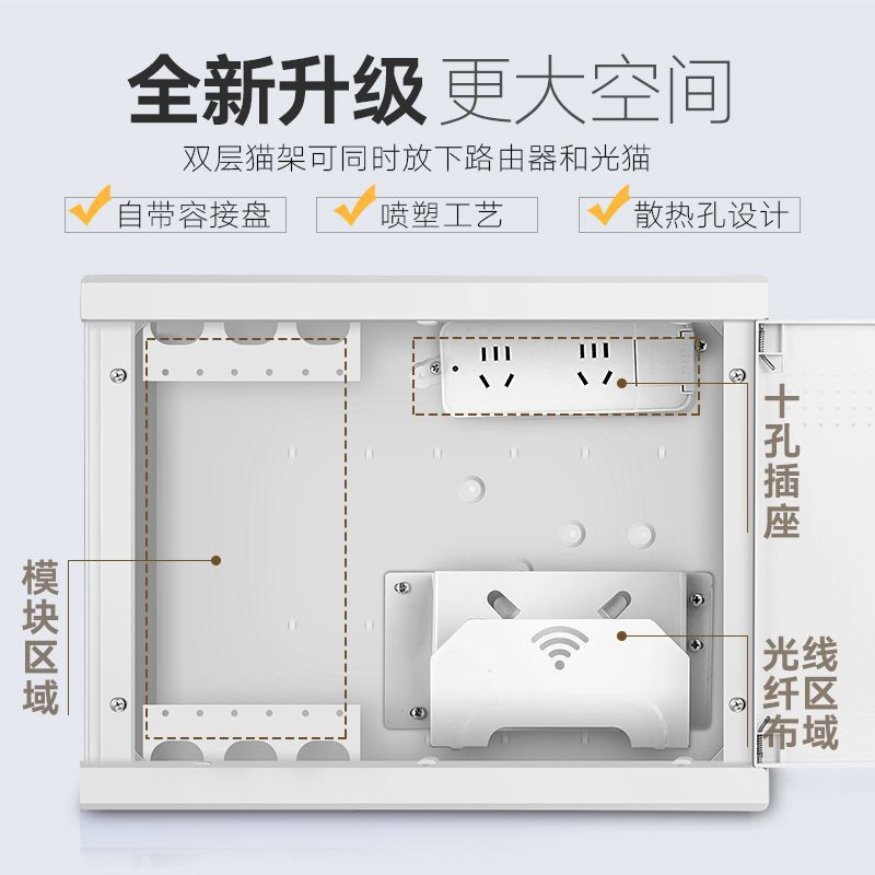 弱电箱多媒体集线箱暗装光纤入户信息箱特大号网络布线配电箱家用