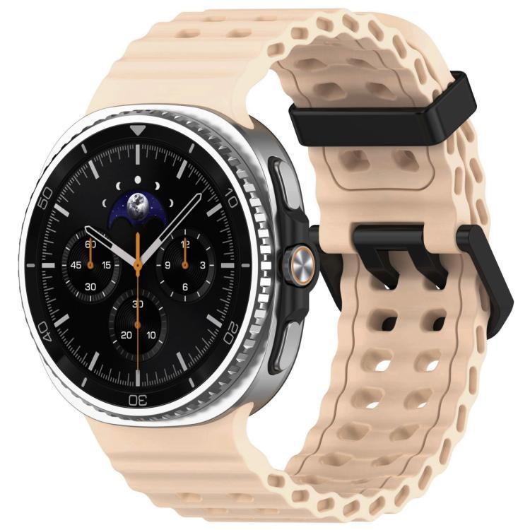 Correa de silicona transpirable de doble fila para reloj Samsung Watch8 marino sólido diseño de botón negro