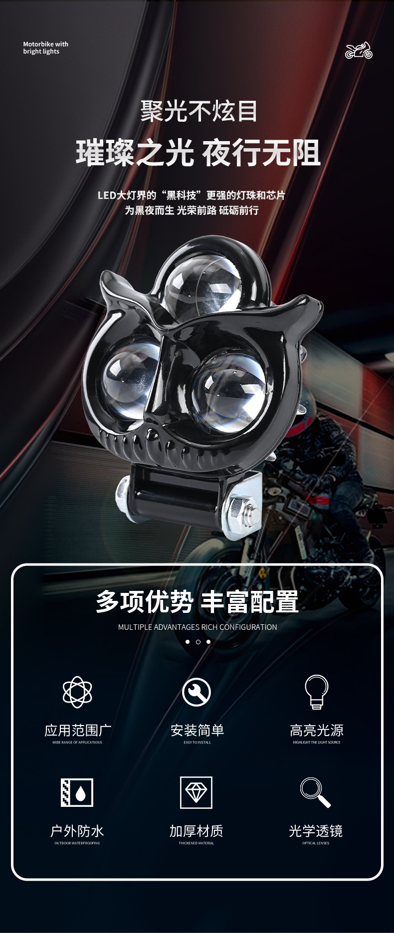Tianyancat LED Spotlight Universal External Dual-Lens High-Low Beam Modified Headlight for Electric Vehicles and Motorcycles
