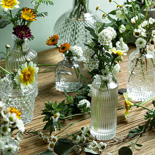 Madrid's French retro glass vase transparent small -caliber flower…