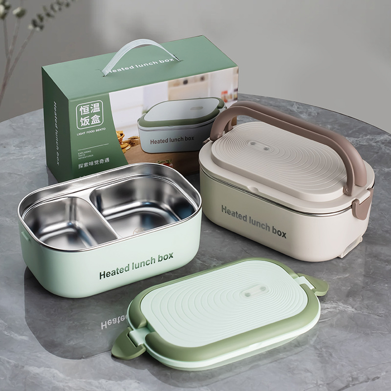 跨境爆款加热保温饭盒可插电上班族学生便当盒304不锈钢电热饭盒