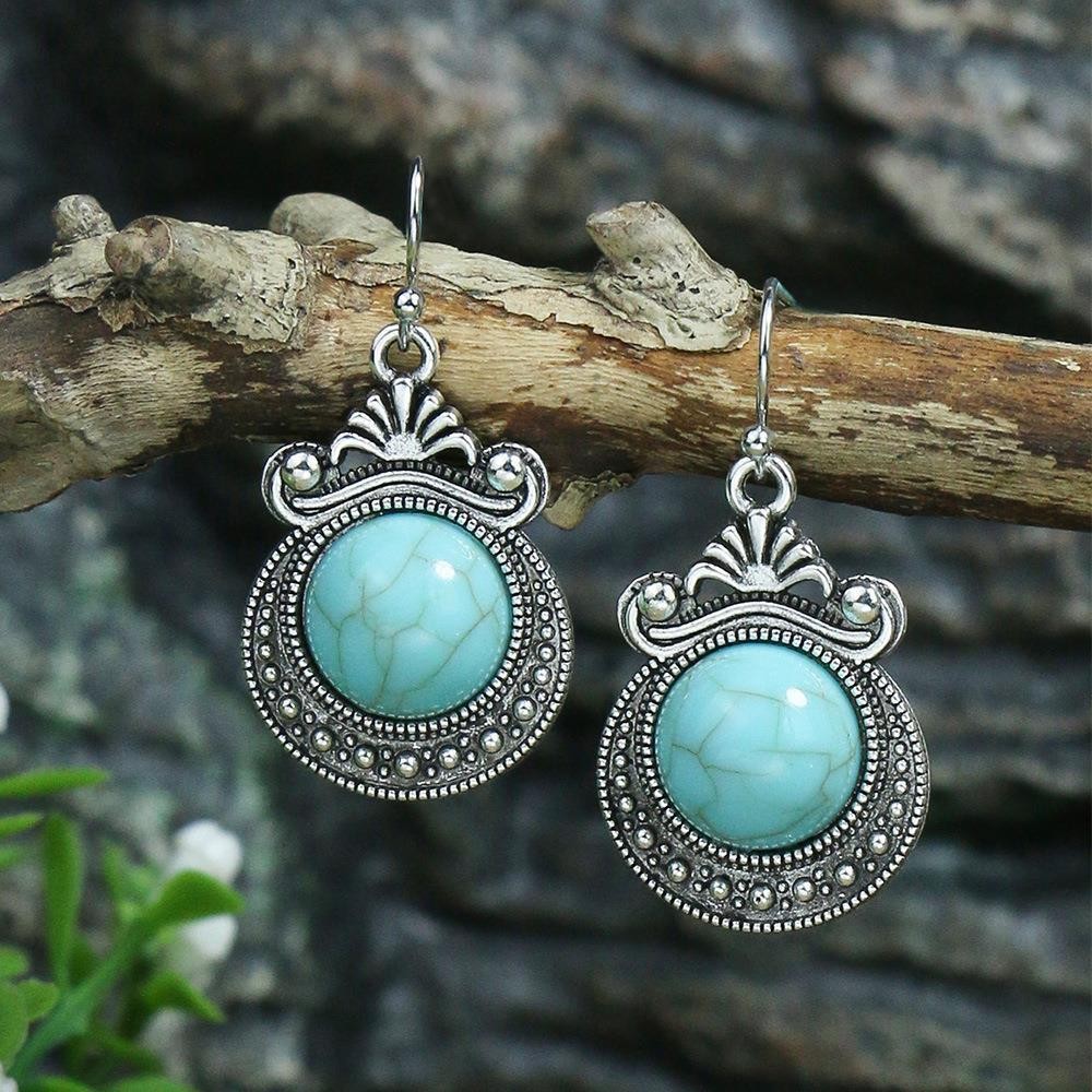 9g Weight Alloy Ear Needle Material Drop Earrings Classification 1 Pair Quantity Holiday, Daily Occasion Alloy Material Geometric Pattern All Seasons Season Women's Gender Polished Finish Plating Design Retro, Ethnic Style Style 1 Pair Retro Ethnic Style Geometric Plating Alloy Drop Earrings 13