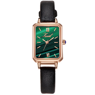 2024 new fashion block watch live women's watch retro net red fashion small green watch malachite green disk watch