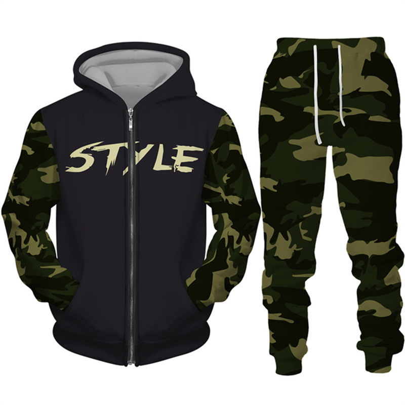 Venta directa de comercio exterior de estilo caliente transfronterizo Hombres y mujeres europeos y americanos Impresión digital 3D Camuflaje Chaqueta con capucha para hombres MF08-ML01