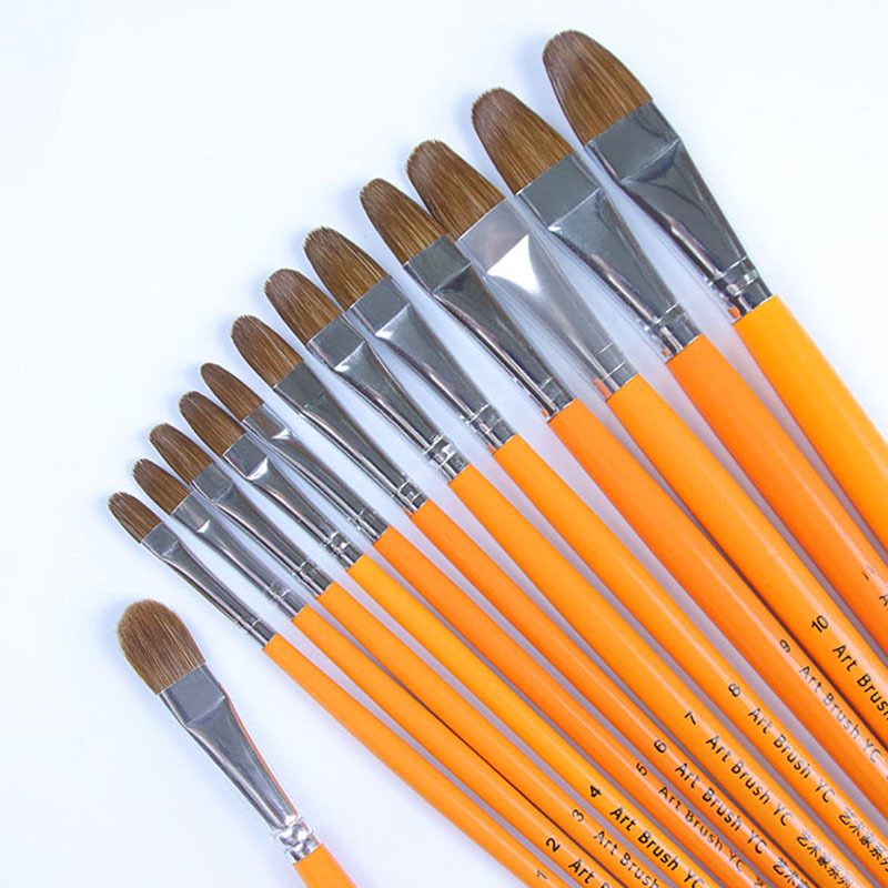 Round head wolf brush oil painting brush gouache watercolor acrylic oil painting brush wolf brush children's single brush gouache