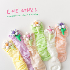 2023 Children's Pile Socks Girls' Candy Color Cotton Socks Flower Summer Stockings Spring and Summer Thin Baby Calf Socks