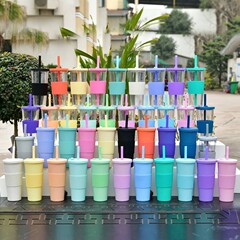 2025 新大容量二層プラスチックカップ大穴ストローパールボバミルクティーカップポータブル屋外ストローカップ