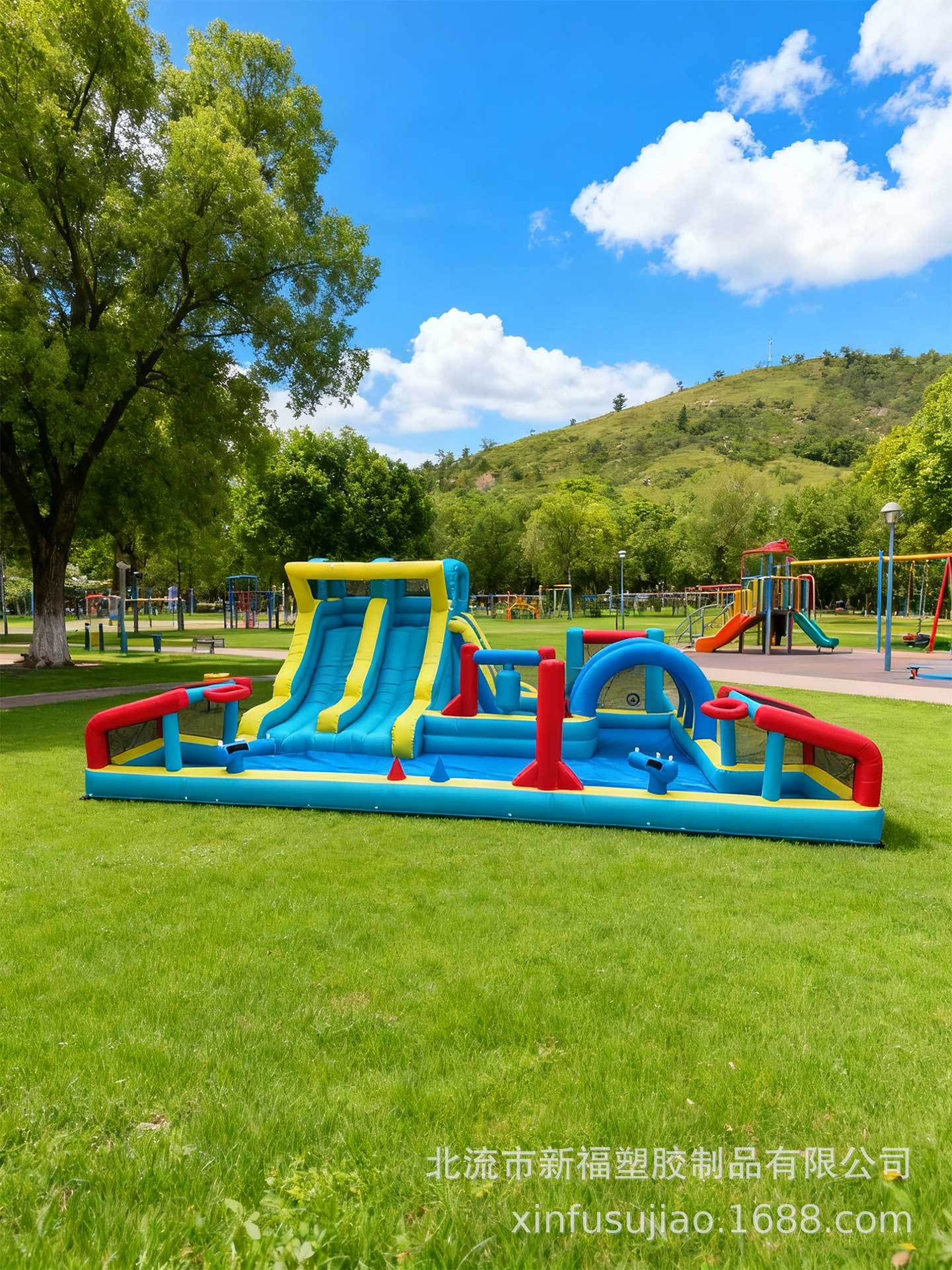 Cruce de fronteras inflables para niños al aire libre chorro de agua tobogán cama de salto interior pequeña cama de salto casa piscina de juego