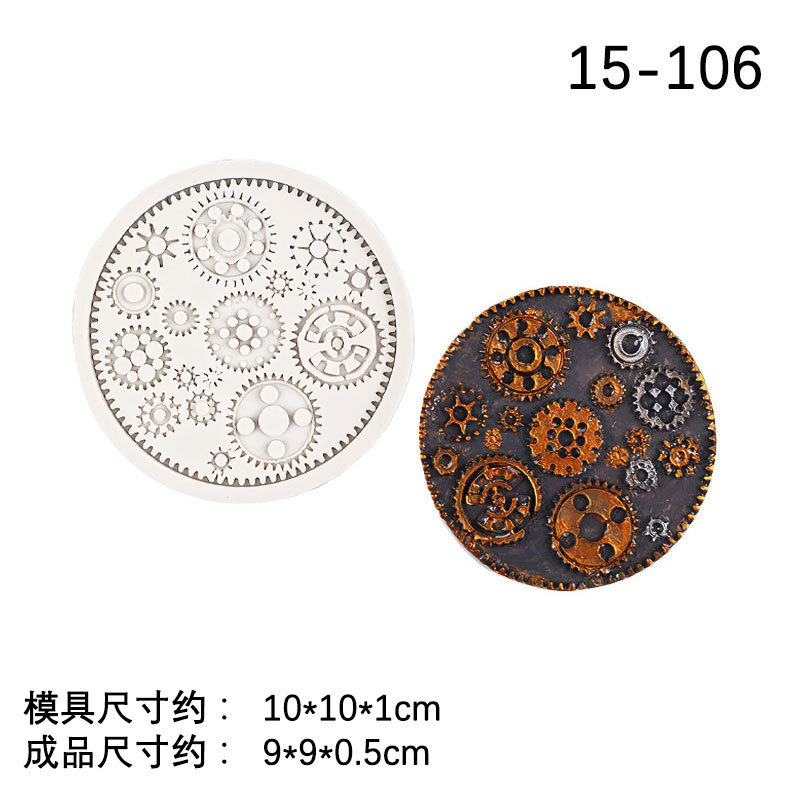 Reloj de bolsillo dibujos animados engranaje punk chocolate fondant cake decoración arcilla modelado mecánico molde Silicona