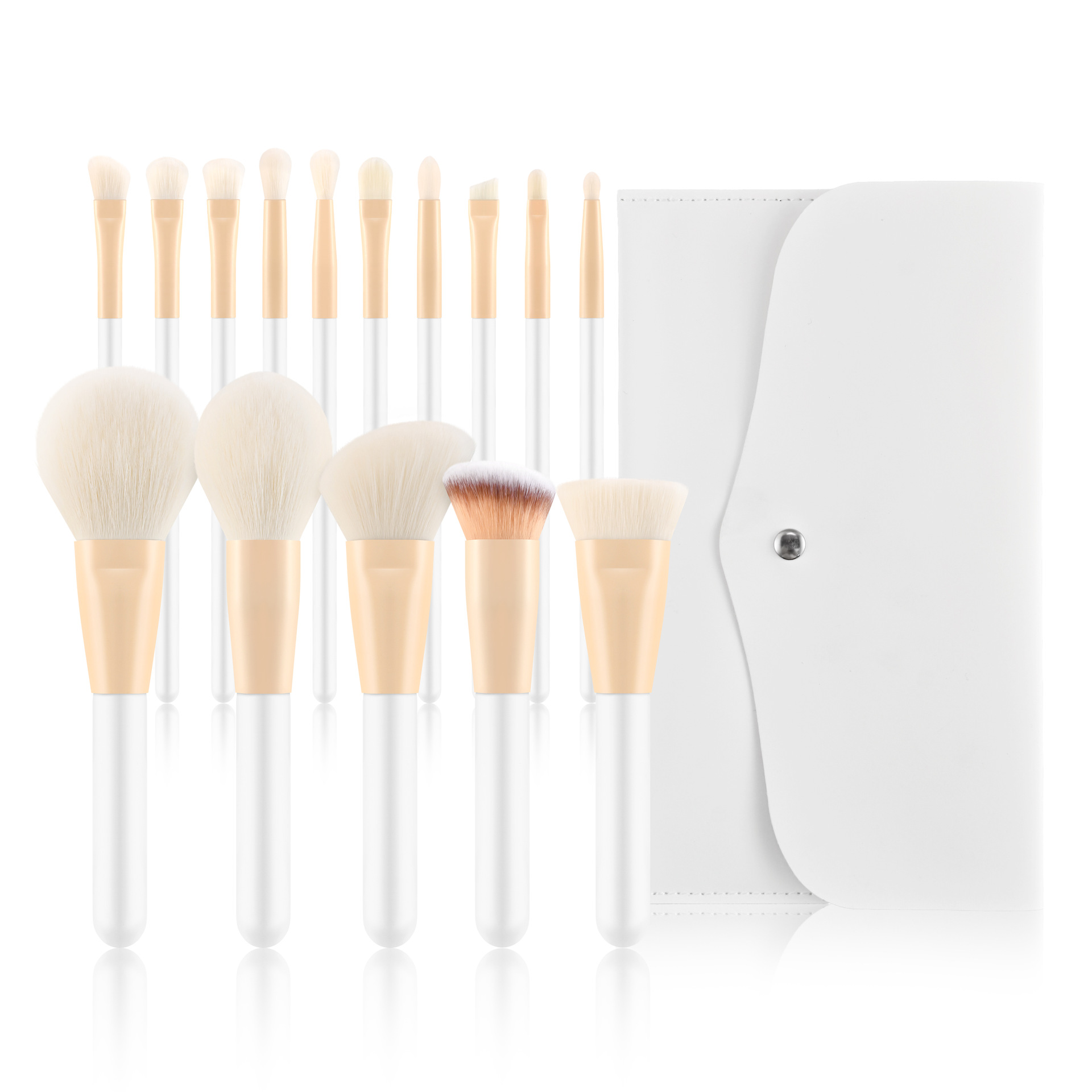15 pieces of white poppy white hair + white leather bag
