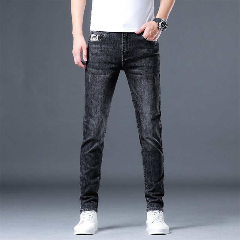 Men’s Jeans 2023 Winter New High End Elastic Fit Show Tall And Slim Feet Trend Embroidered Casual Pants