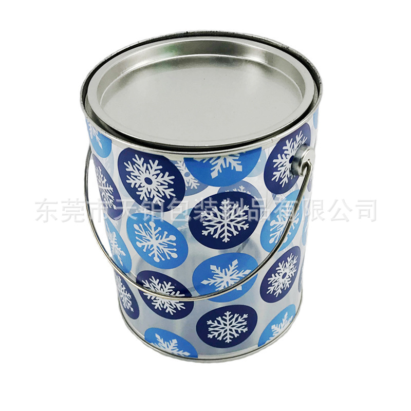 批发零售中号上下盖金属马口铁中间PVC-PETG铁桶可来图定制！