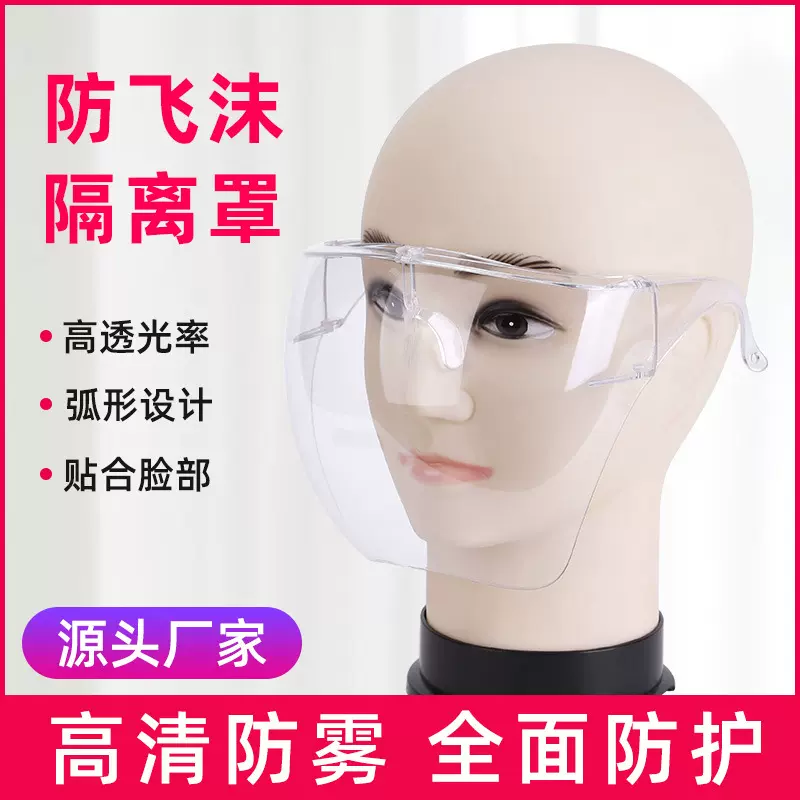 跨境防雾太空镜全脸防护成人防护面罩透明面部防护FaceShield现货