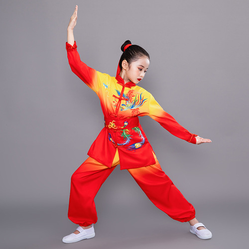 Chinese dragon Kungfu Wushu clothing For girls kids taichi martial art Taekwondo performance uniforms for kids