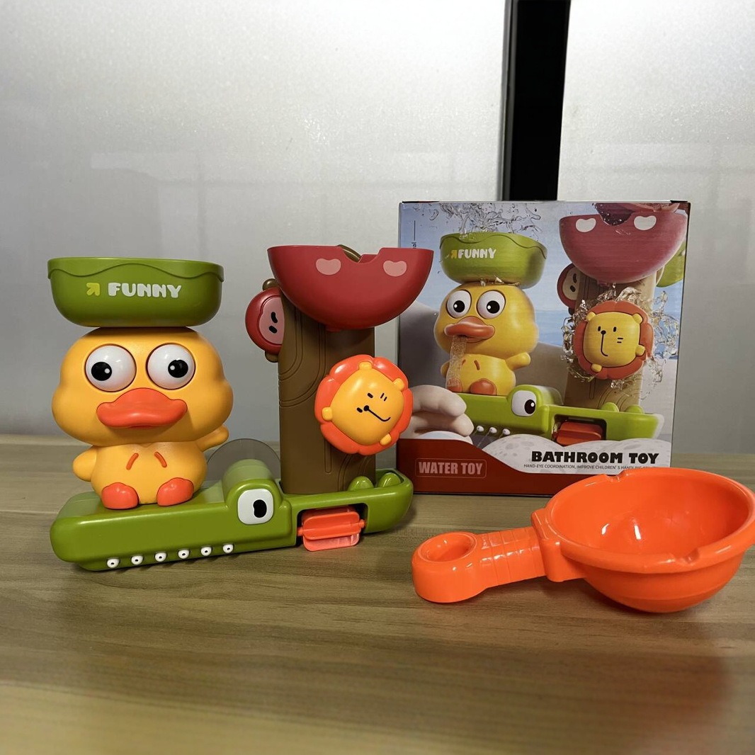 Juguetes de agua para niños y bebés transfronterizos, ventosas, giratorio, ducha de baño, juguetes de baño para bebés masculinos y femeninos, camión de agua de pato amarillo