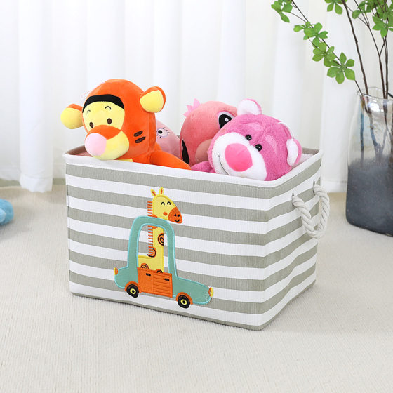 Children's Toy Storage Box Filing Basket Cartoon Fabric Large Capacity Plush Doll Storage Barrel Clothes Embroidery Storage