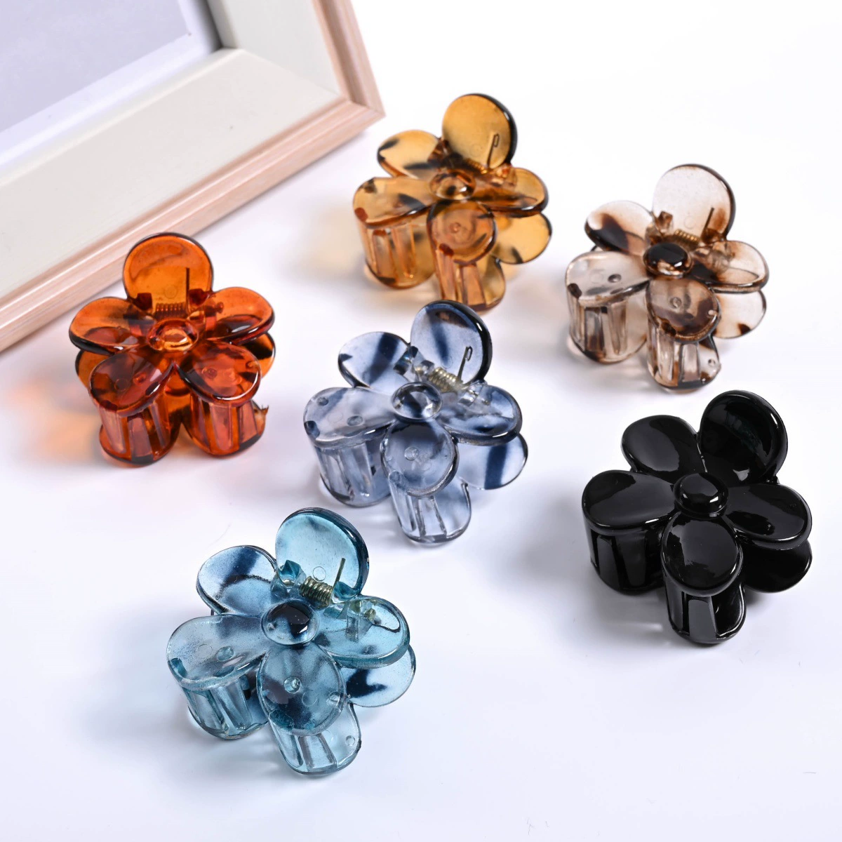 (Cross-border trading), plastic crab pin, transparent hair accessory, hairgrip, flowered