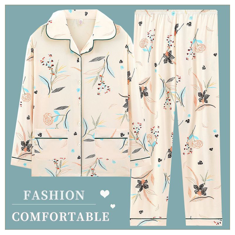 Pijama de algodón femenino primavera y otoño cardigan de manga larga 2024 nuevo conjunto de ropa de hogar de madres de alta calidad