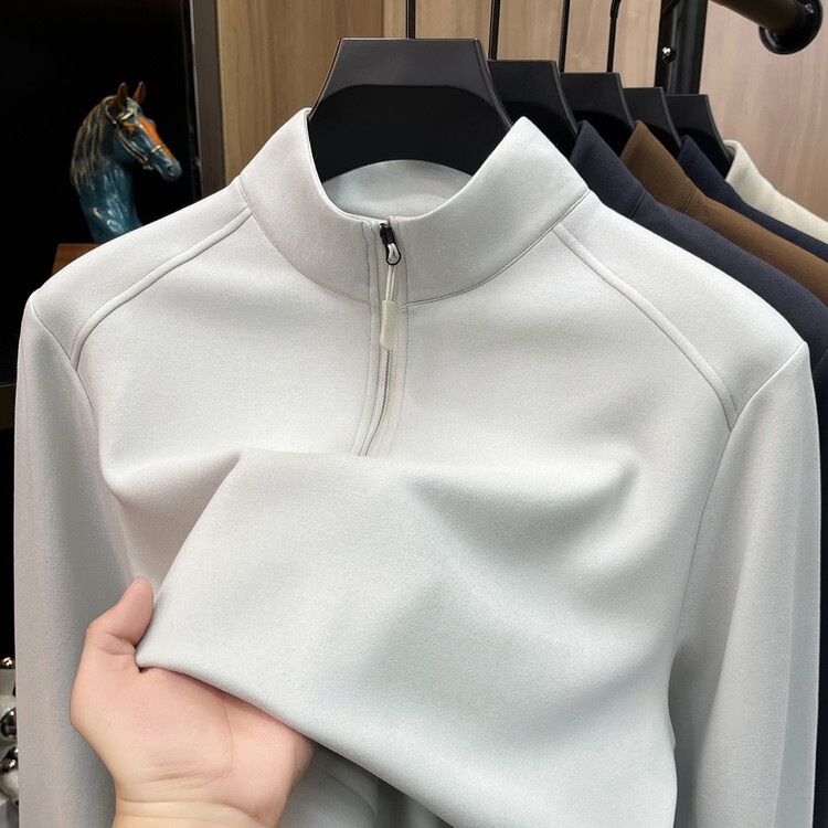 Men's cashmere and silk blend brushed long-sleeve half-zip sweatshirt, new autumn/winter collection, warm and casual, suitable as a base layer Men's cashmere and silk blend brushed long-sleeve half-zip sweatshirt, new autumn/winter collection, warm and casual, suitable as a base layer